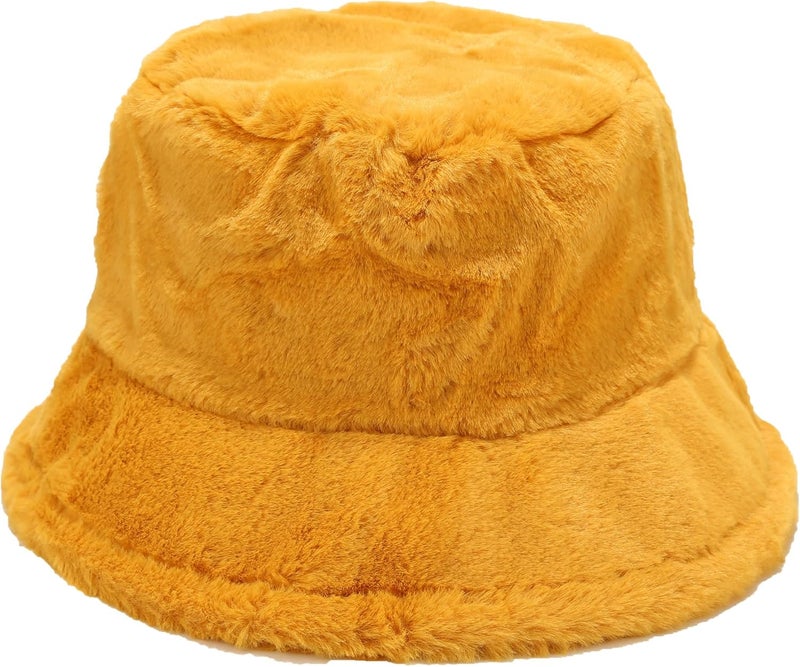 Umeepar Winter Faux Fur Fuzzy Bucket Hat Fluffy Warm Hat for Women Men - Image 1